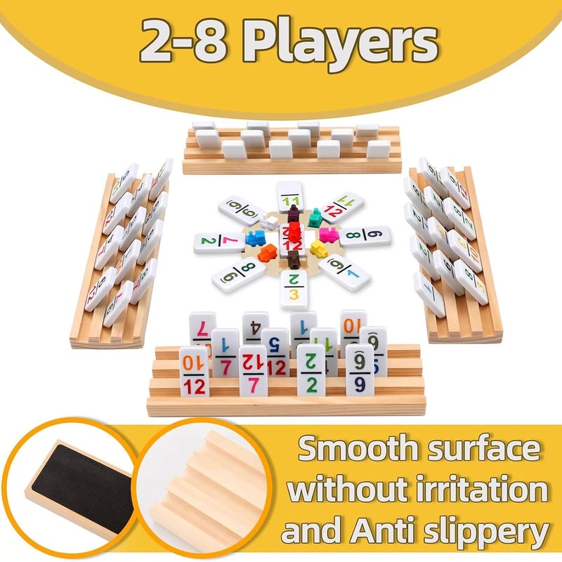 Doreimi Store Mexican Train Dominoes Set with Numbers and 8 Wooden Holders, Double 12 Dominos Set for Kids, Adults Travel Domino Train with 91 Tiles and Upgrated Hub, Classic Board Games for Family Night - Image 4